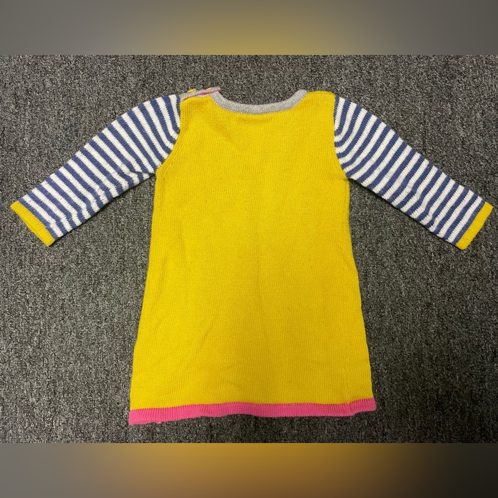 Baby Boden Striped Long Sleeve Cat in Pocket Yellow Sweater Dress Sz 6-12 Months - Picture 5 of 8